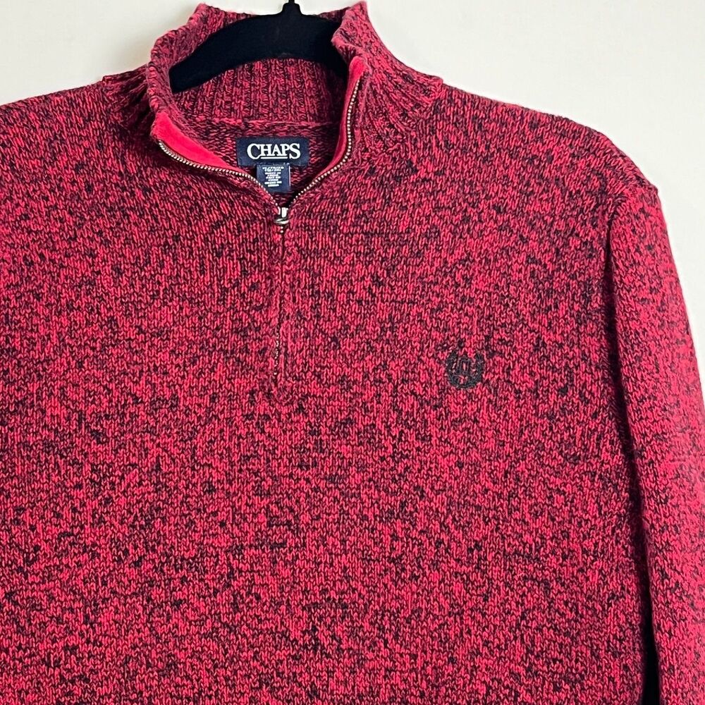 Chaps Sweater Boys XL 18/20 Heather Red Knit 1/4 Zip Long Sleeve Sweatshirt Top